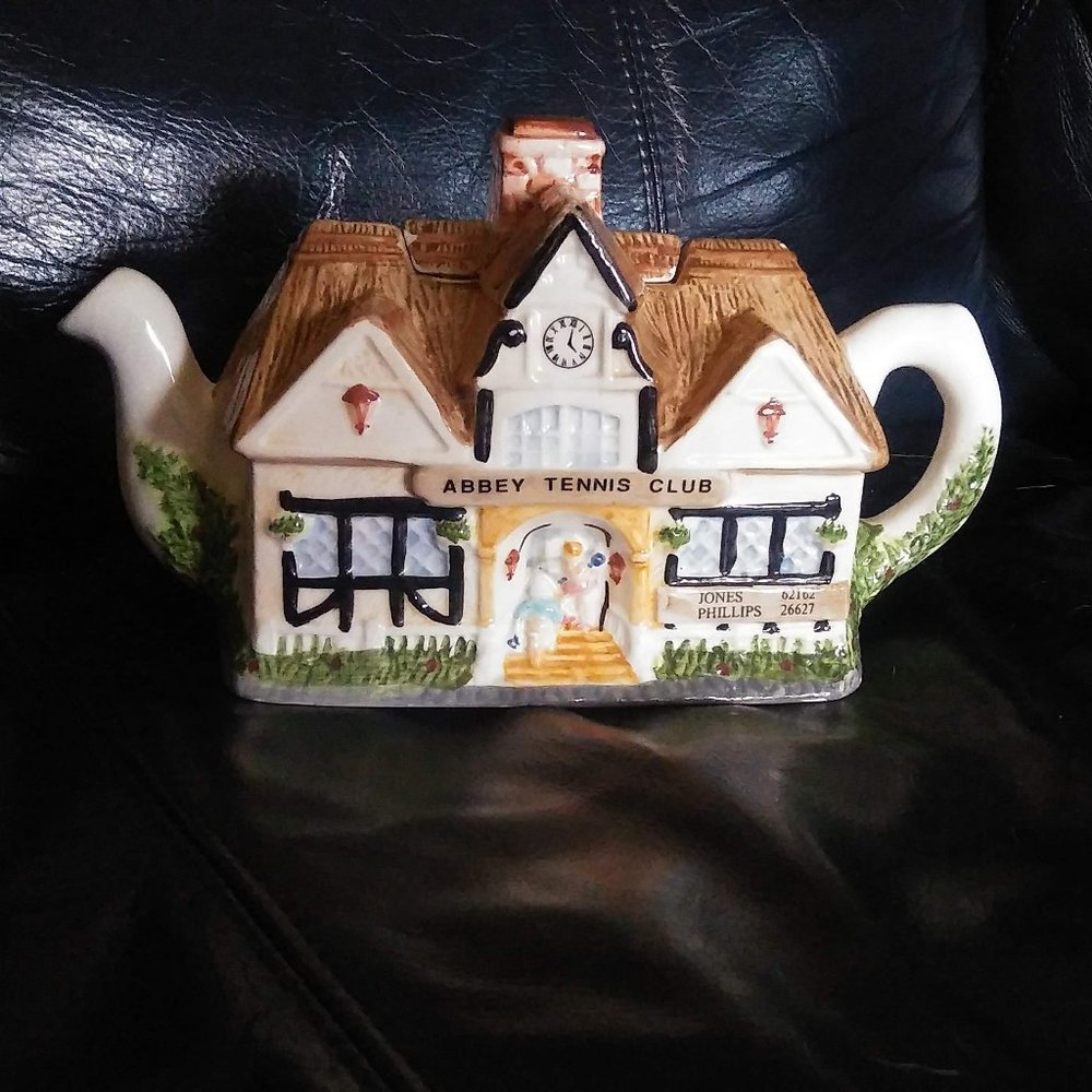 Large novelty Abbey Tennis Club teapot-Adorable!